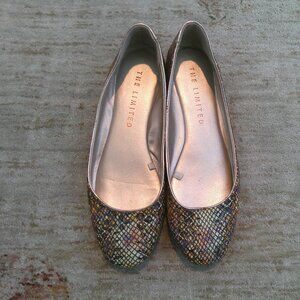 The Limited Faux Snakeskin Gold Edge Flats Women's Size 7
